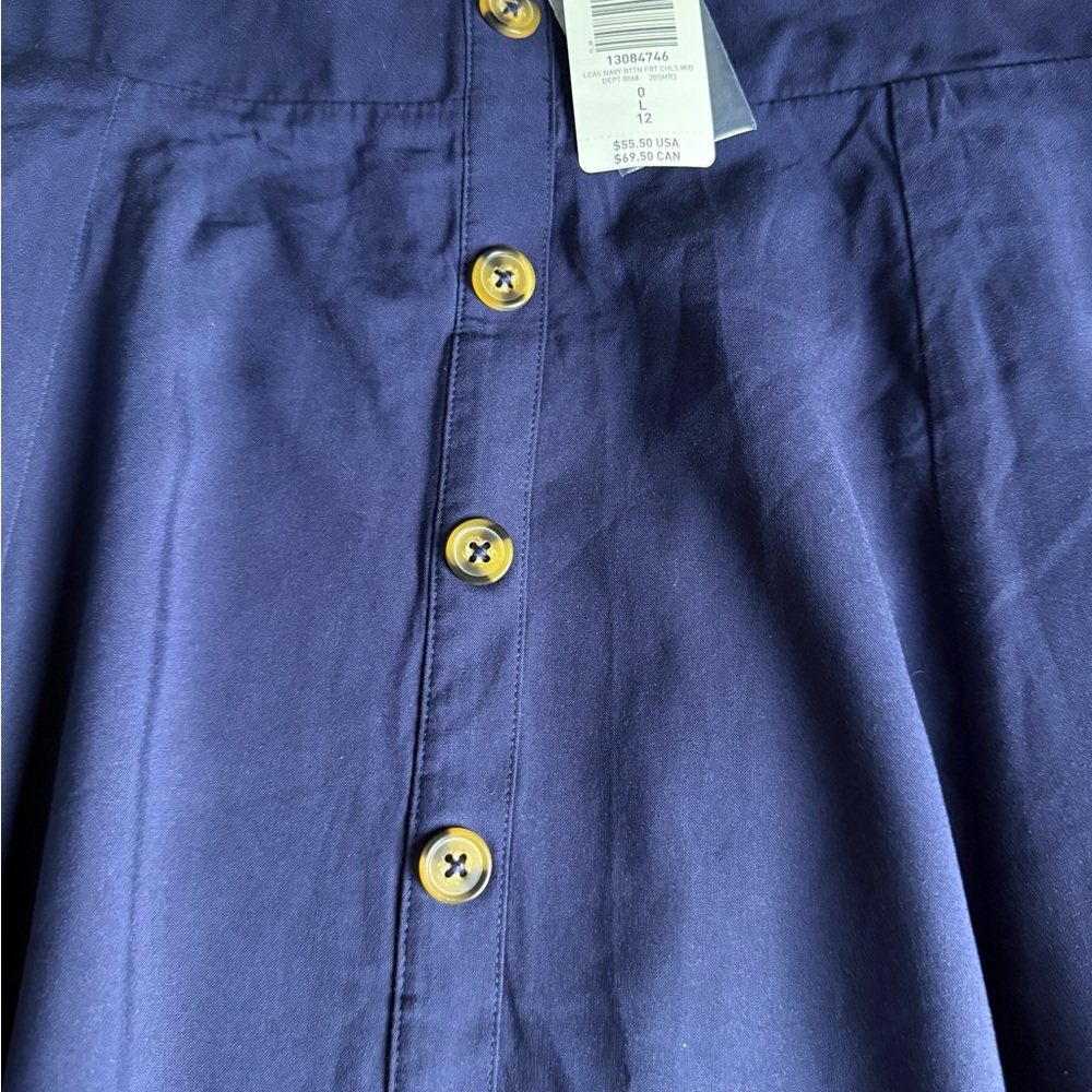Torrid Navy Faux Button-Front Design Midi SkirtStretch waistband Preppy NWT SZ12 - Picture 5 of 5